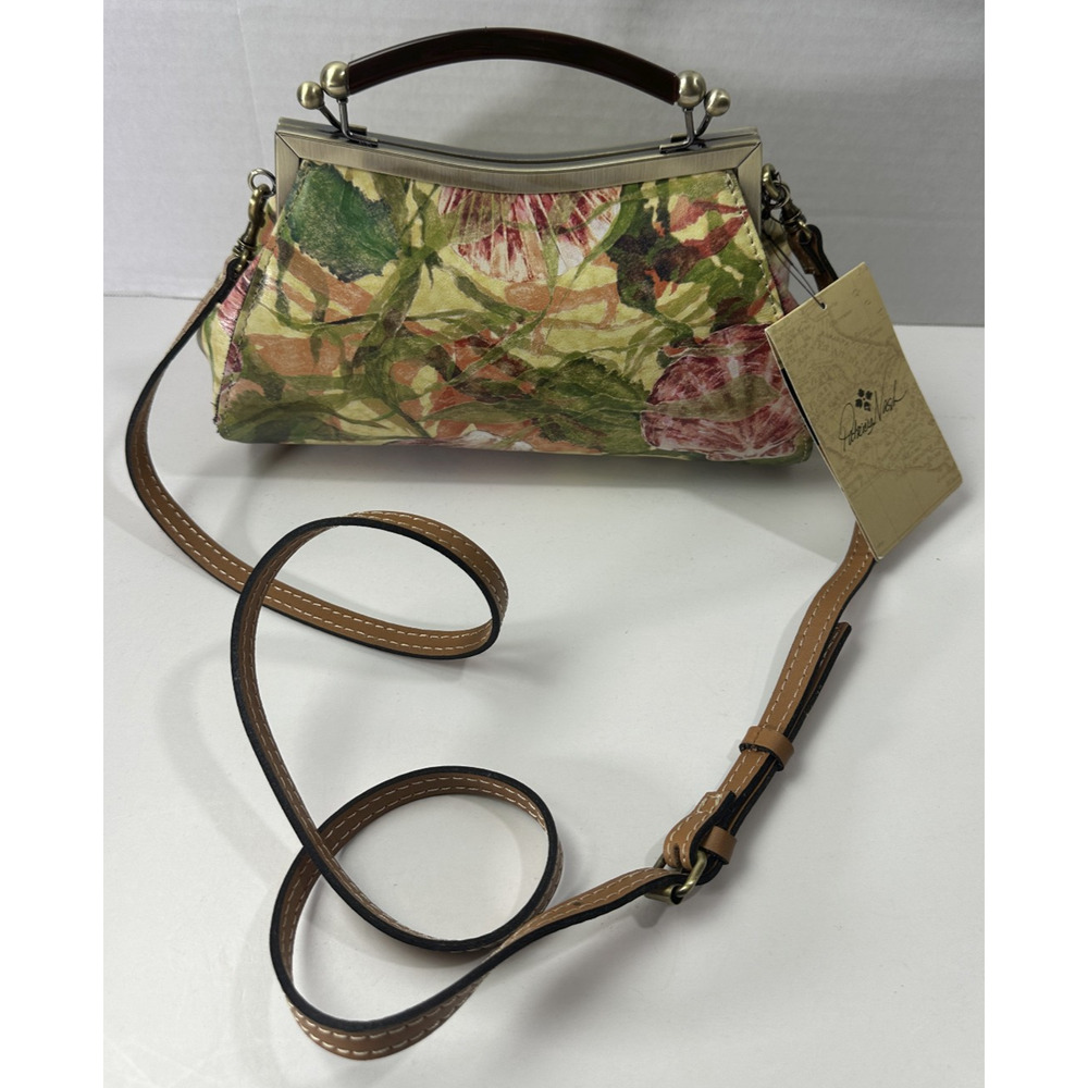 NWT Patricia Nash Kelmscott Frame Bag Leather Satchel Crossbody Seashells Floral - Picture 6 of 13